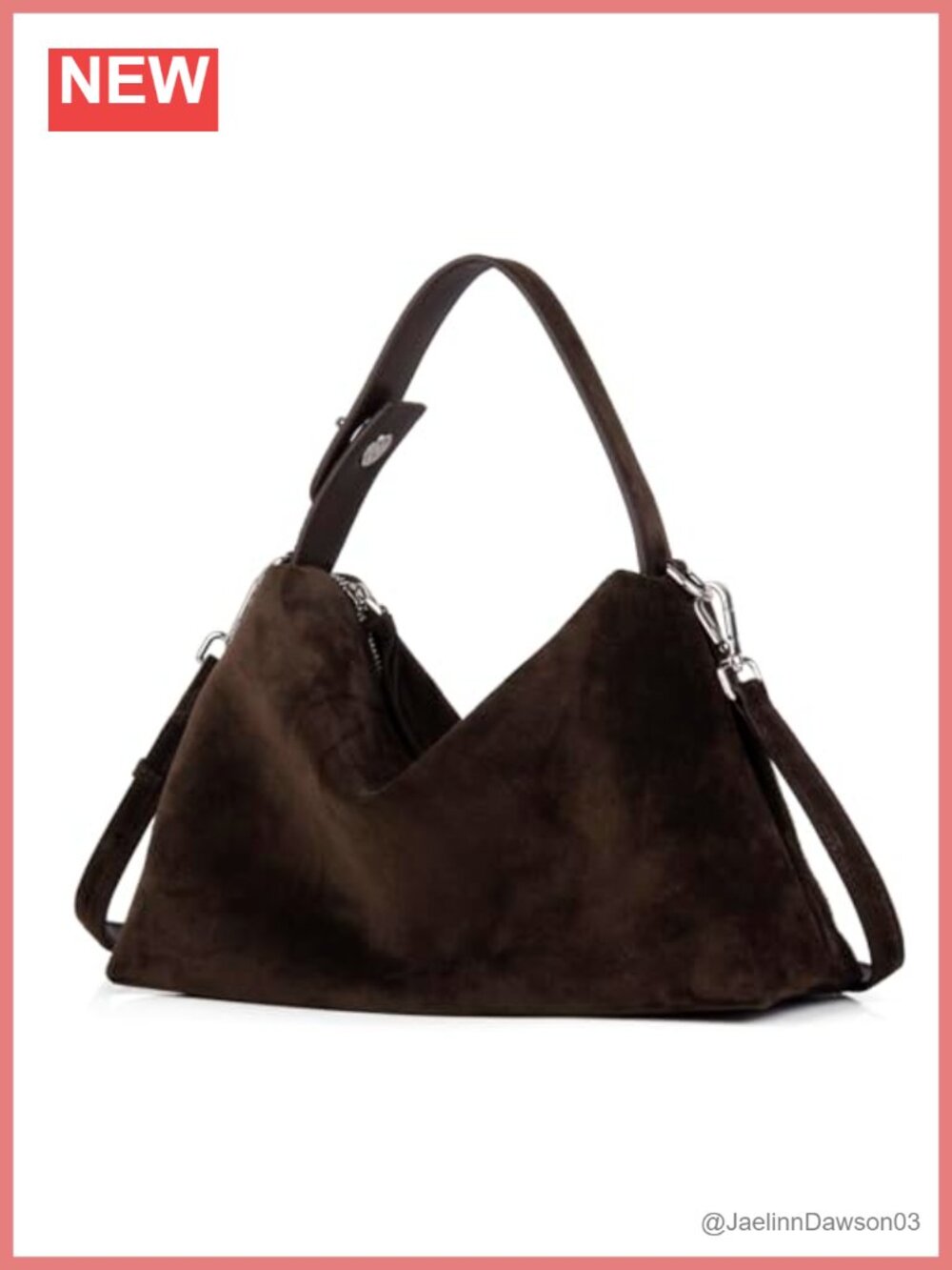Suede Leather Crossbody Tote Handbag Adjustable Strap Women